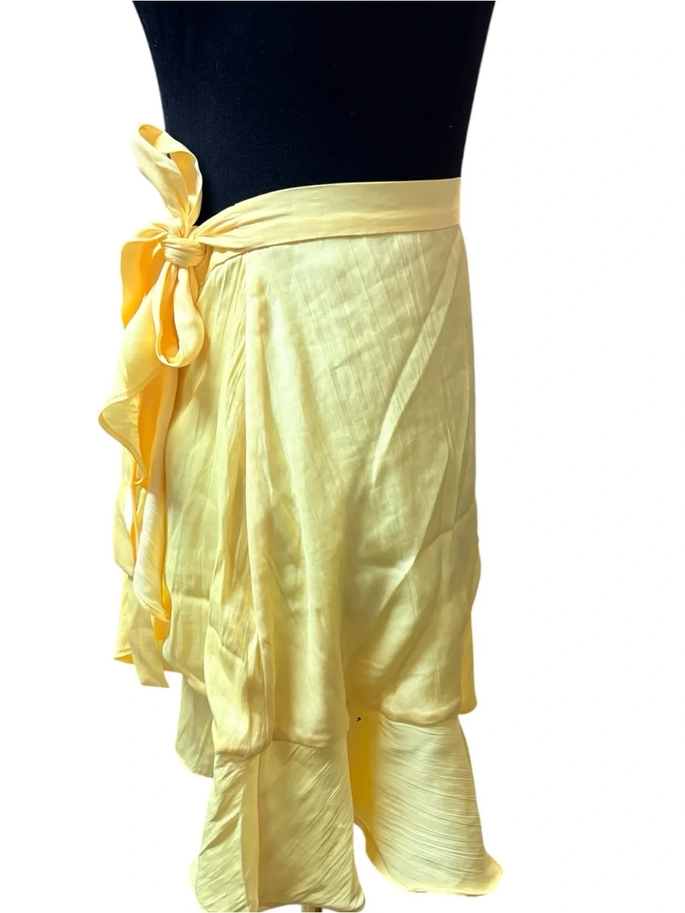 Maeve‎ Anthropologie Yellow Ruffle Wrap Skirt Tie Waist Layered Womens XL